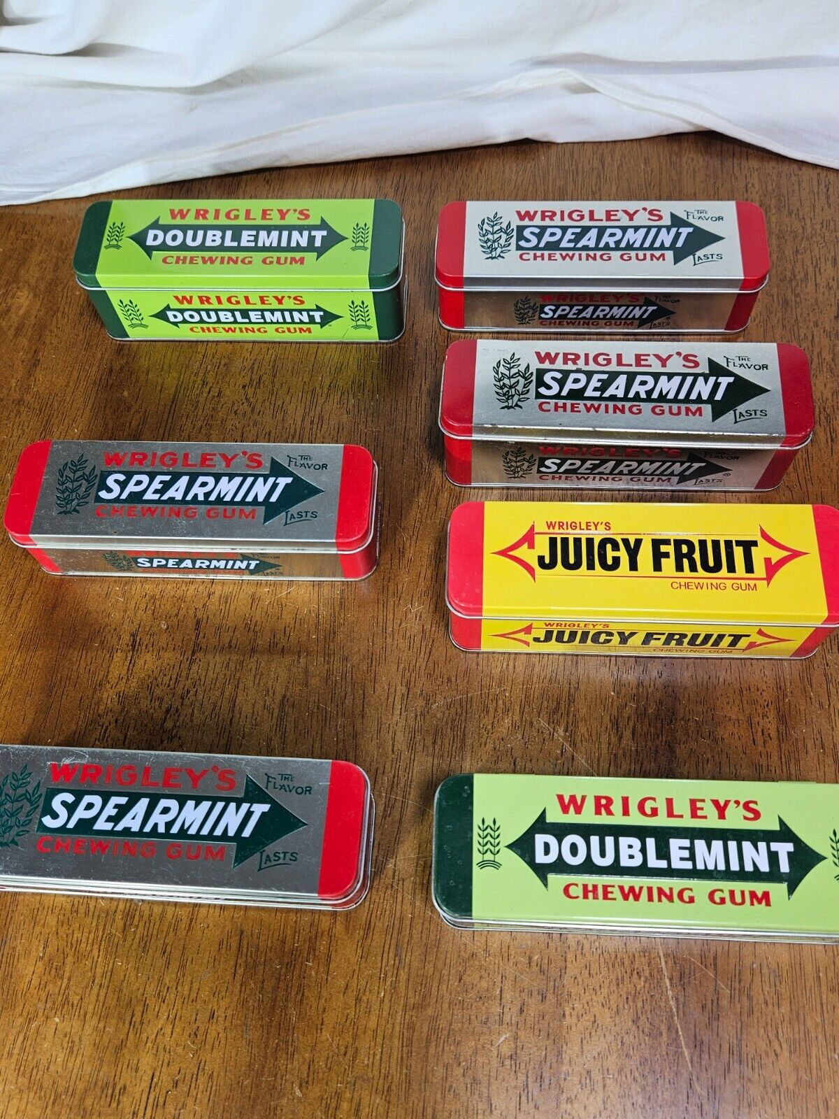 Lot of 7 Wrigley\'s Juicy Fruit Spearmint Doublemint Chewing Gum Tin Containers