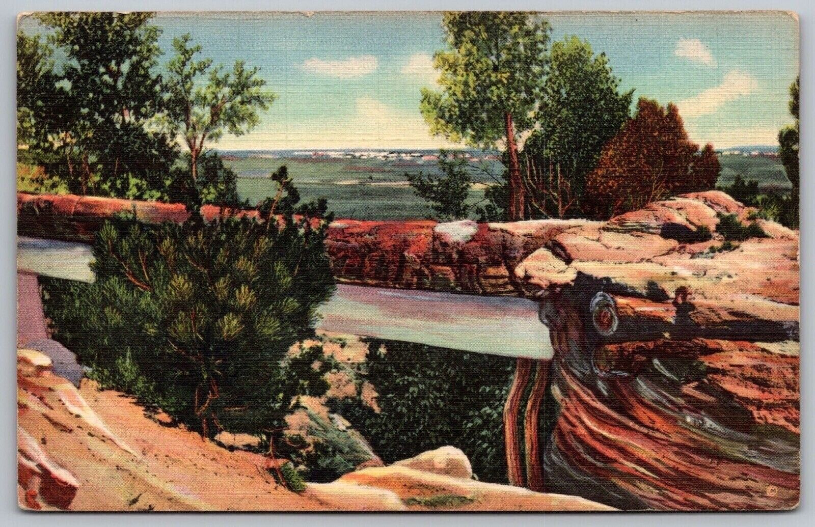 Natural Bridge Petrified Forest Historical Rock Formation Linen Vintage Postcard