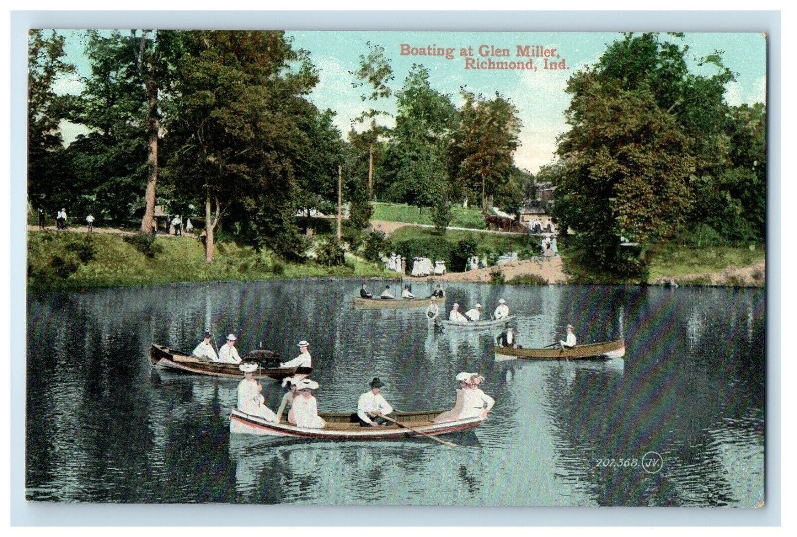 c1910's A View Of Boating At Glen Miller Richmond Indiana IN Antique Postcard