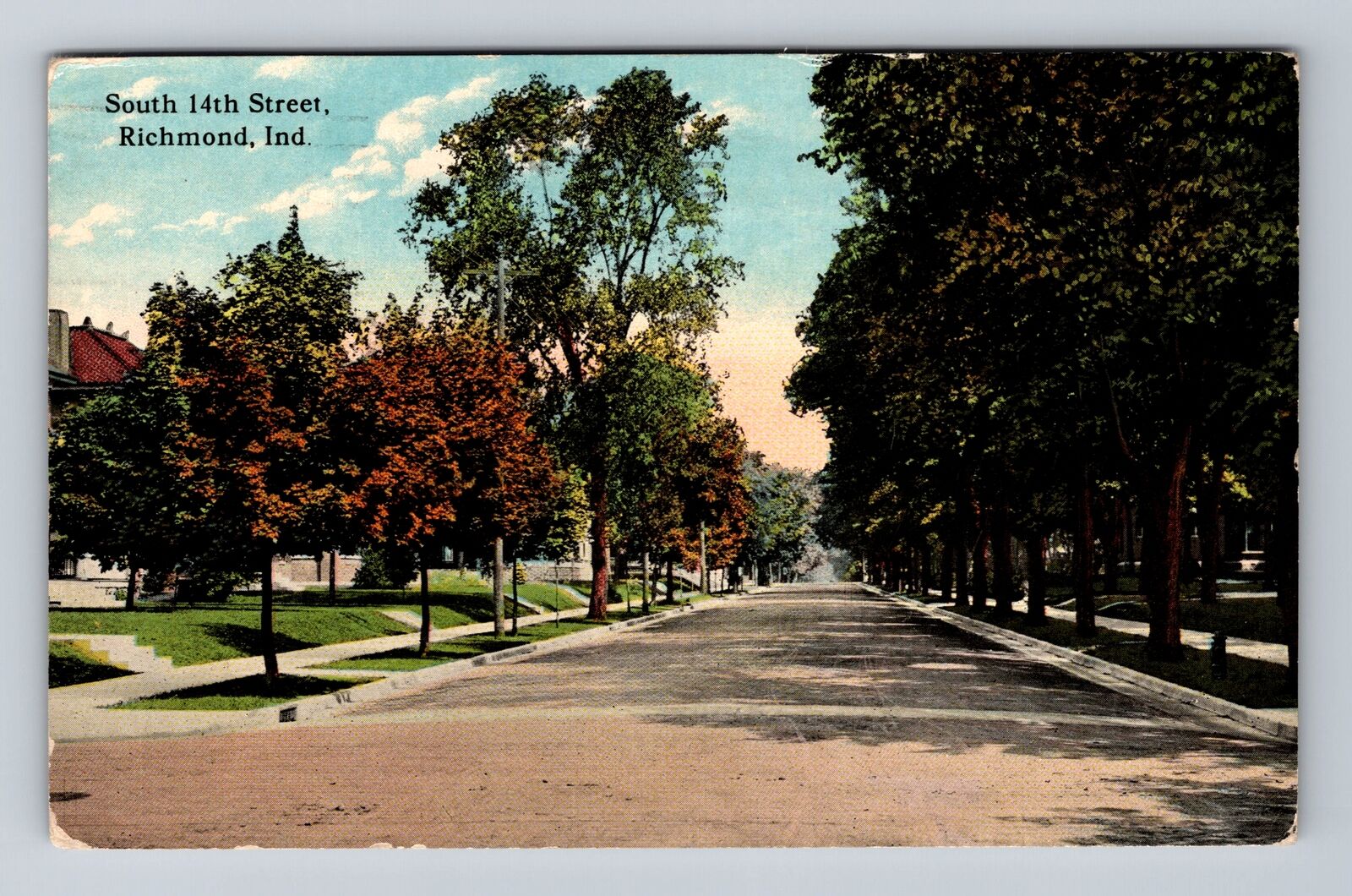 Richmond IN-Indiana, Residences On South 14th Street, Vintage c1913 Postcard