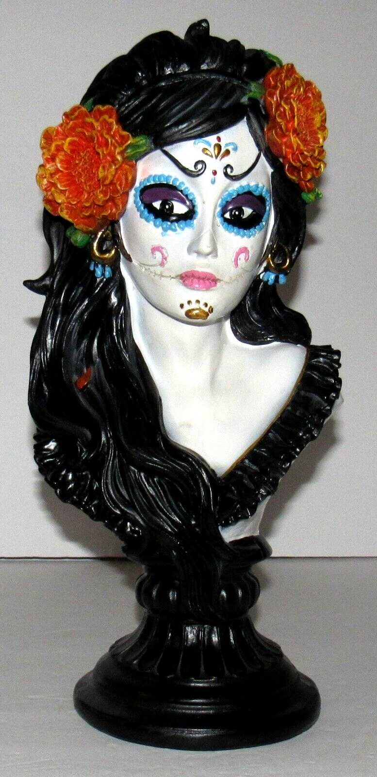 Mexican Marigold Catrina Day of the Dead Bust Decor 15 1/2