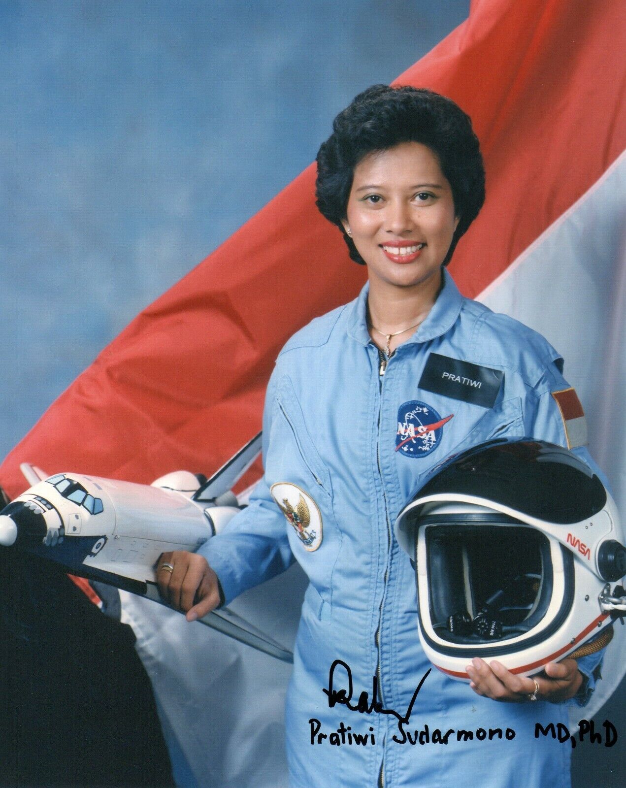 8x10 Original Autographed Photo of Indonesian Astronaut Pratiwi Sudarmono