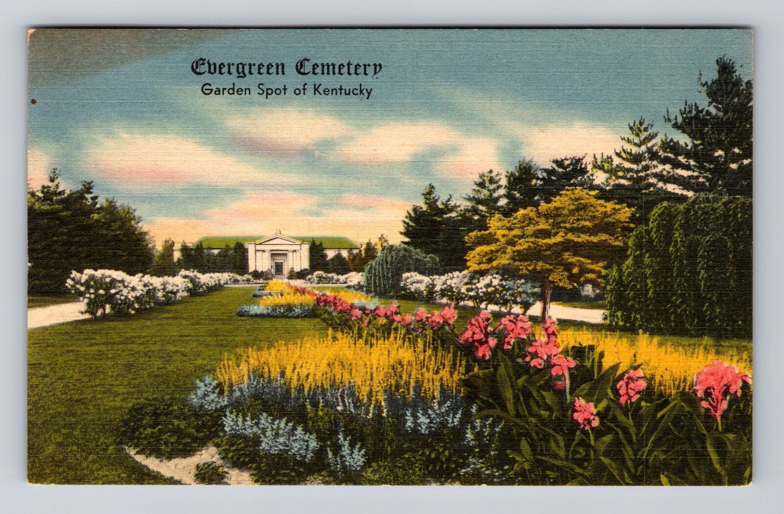 Louisville KY-Kentucky, Ebergreen Cemetery, Antique, Vintage c1951 Postcard