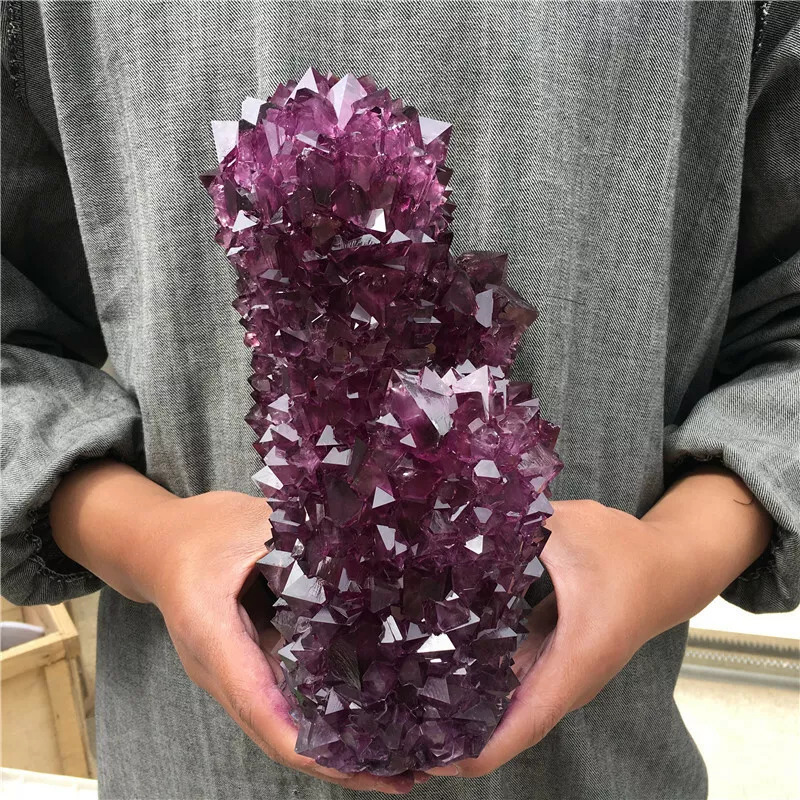 TOP！5.7-6.6LB Rare Purple Alunite Crystal Mineral Specimen Point Reiki Healing