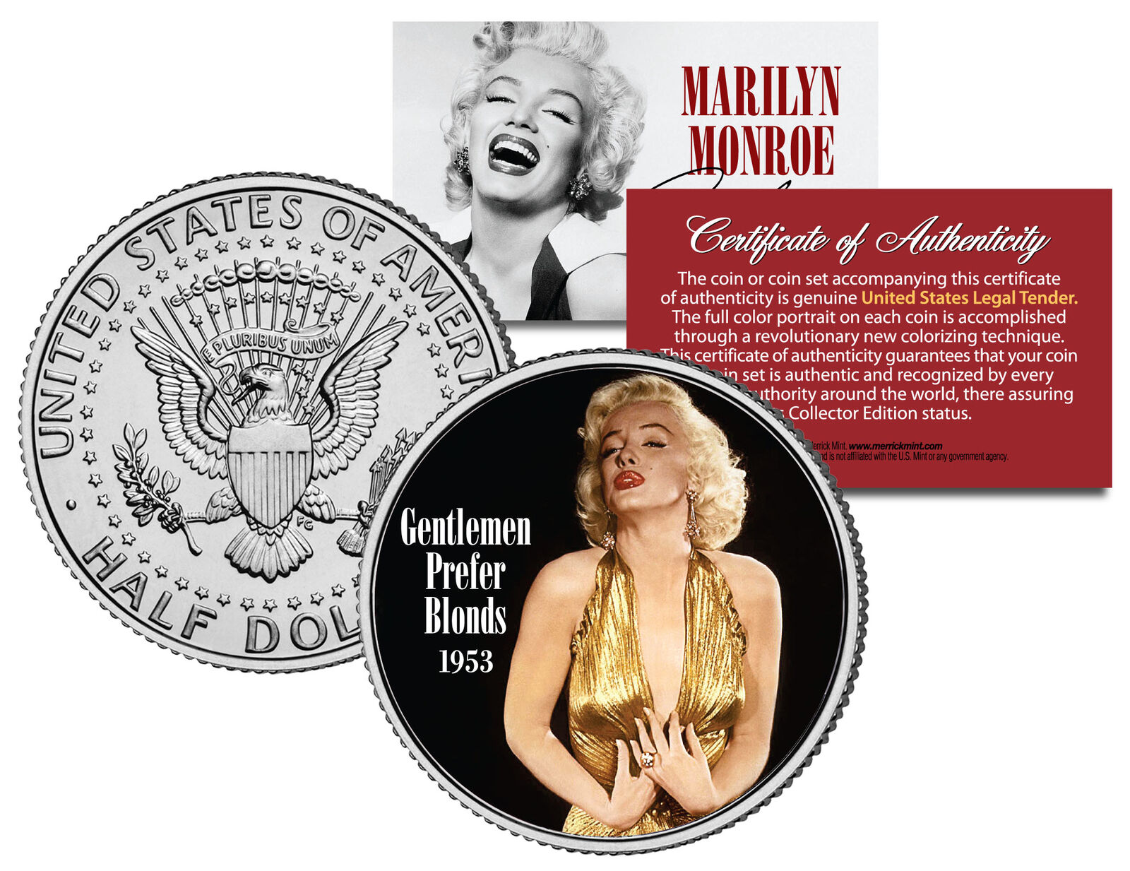 MARILYN MONROE *GENTLEMEN PREFER BLONDES* Movie JFK Half Dollar US Coin LICENSED