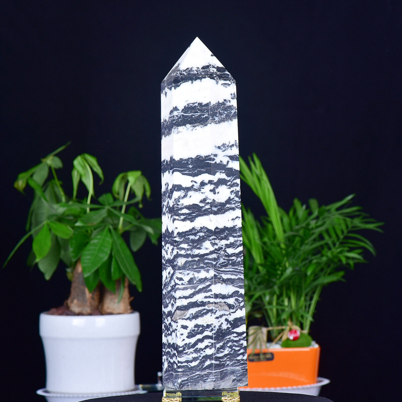 9.94LB Natural Zebra Stone Obelisk tower Quartz Crystal Point Healing