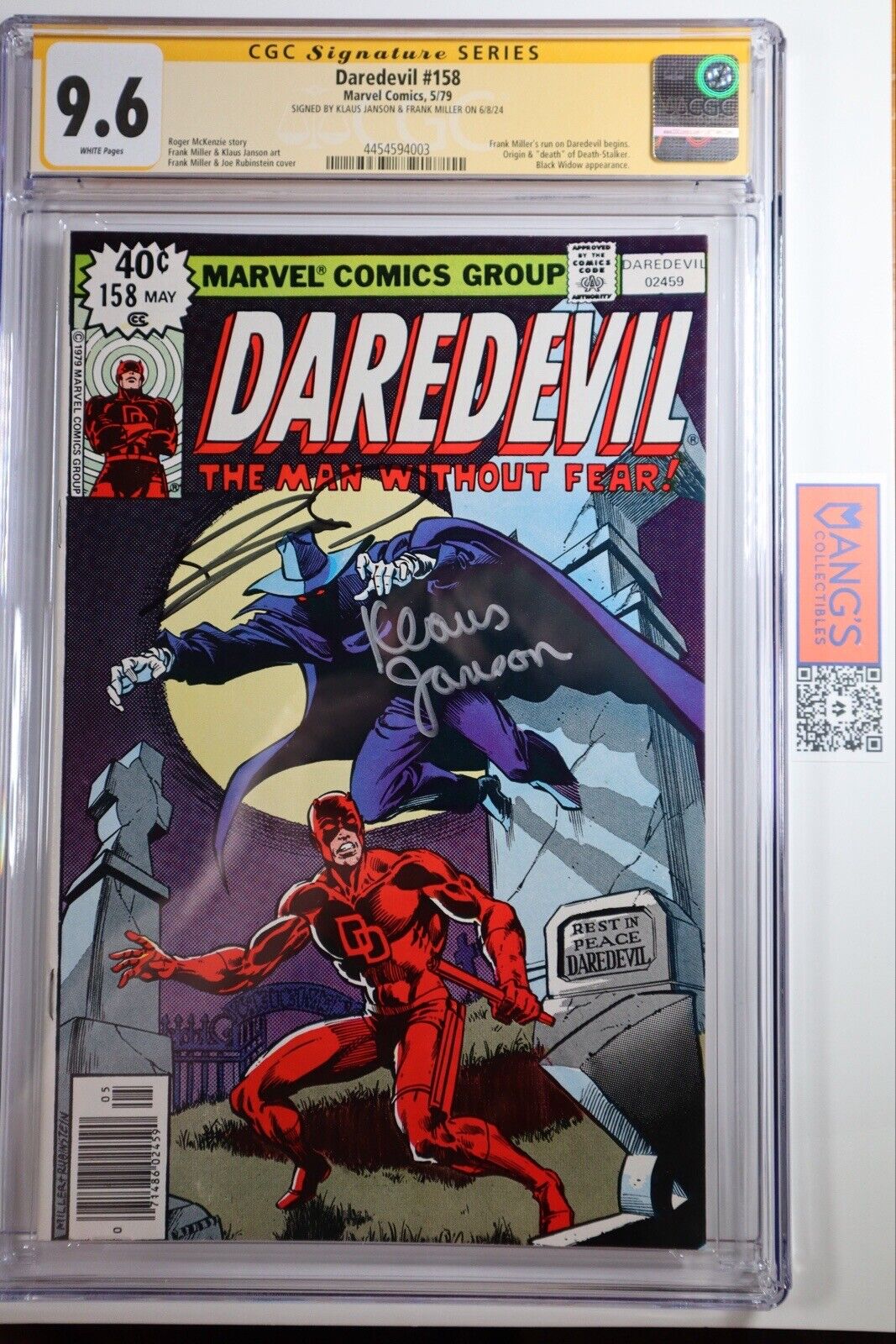 Marvel Daredevil #158 Signed By Frank Miller & Klaus Janson CGC 9.6 SS