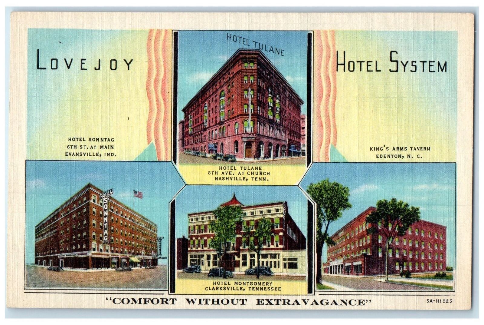 c1940's Lovejoy Hotel System Multi-View Hotels Chattanooga Tennessee TN Postcard