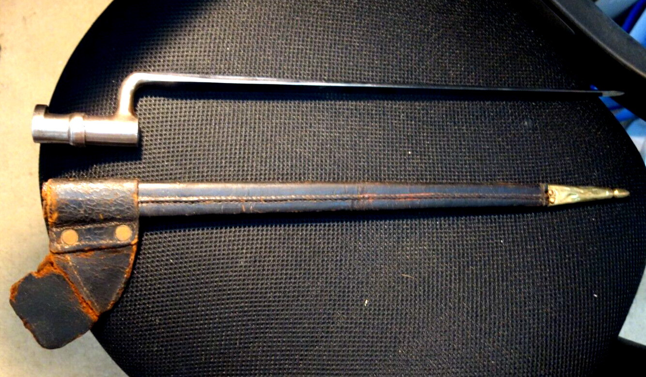US Civil War / Indian Wars Bayonet with Leather Scabbard