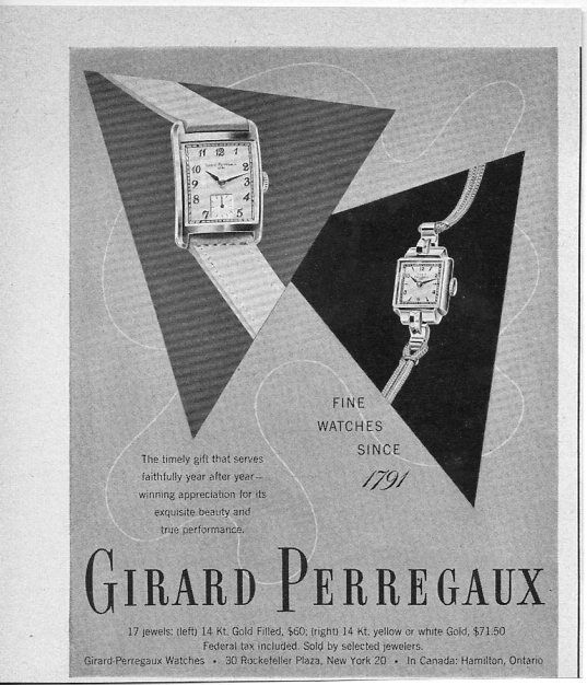 1949 Vintage Ad Girard Perregaux Wrist Watches Ladies Watch 