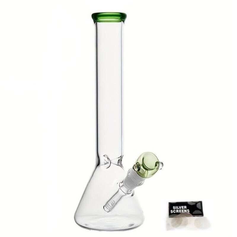10 inch Green Heavy Glass Bong Water Pipe Smoking Bong Beaker 14mm Bowl hookah