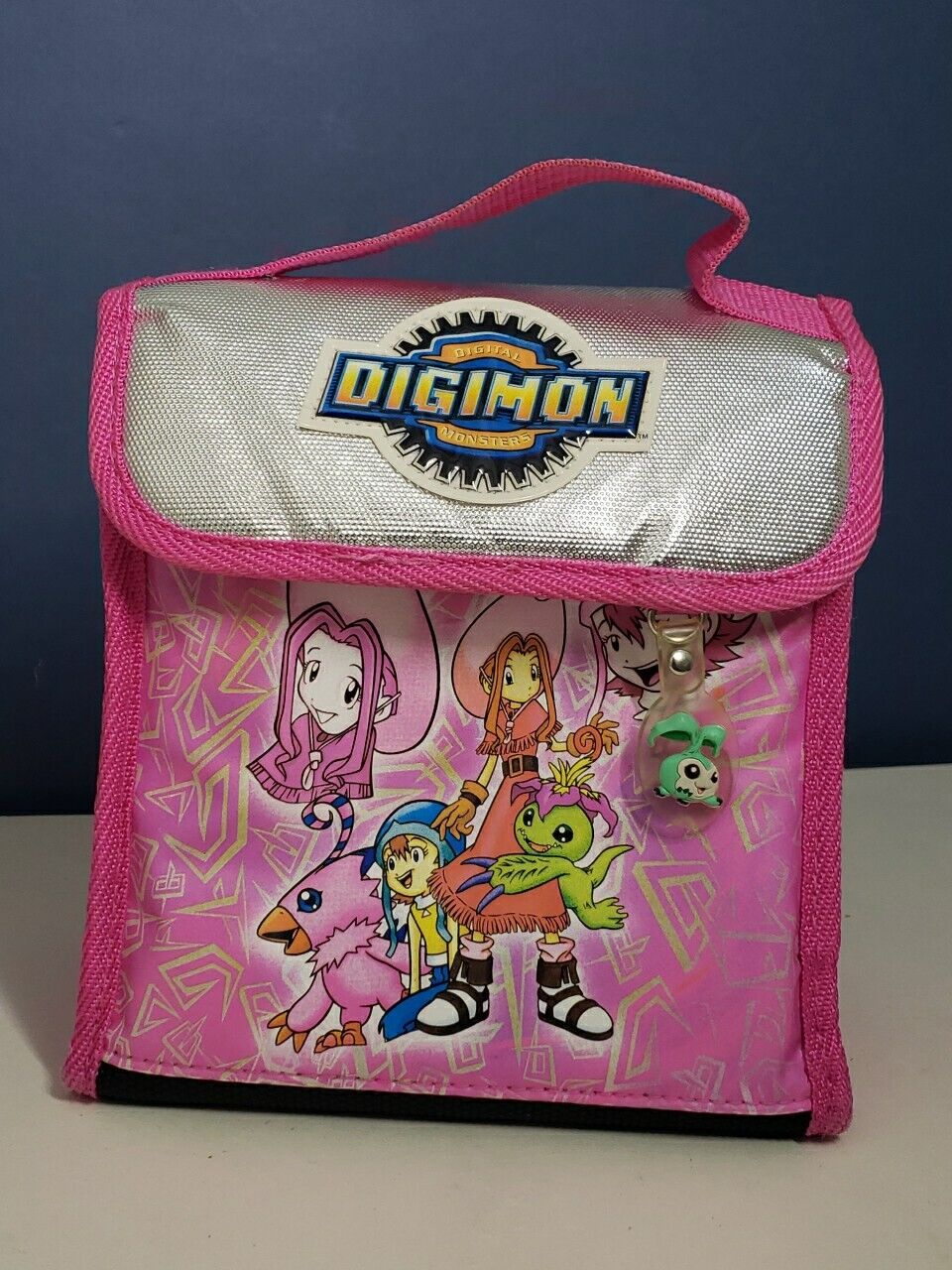 1999 Vintage Digital Digimon Monsters Insulated Lunch Bag Kids Lunchbox Pink