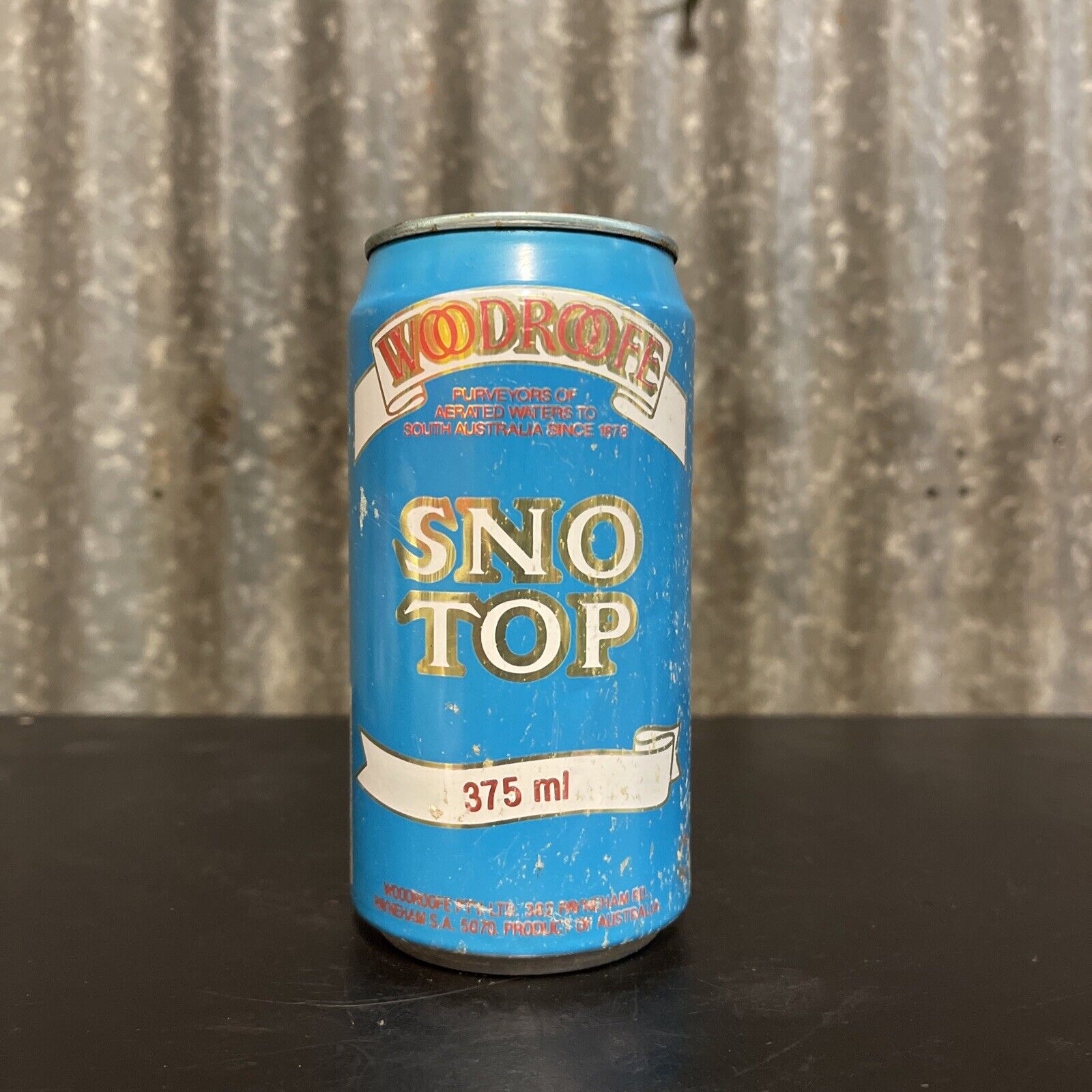 WOODROOFES SNO TOP 375ml Vintage Soft Drink Can Australia