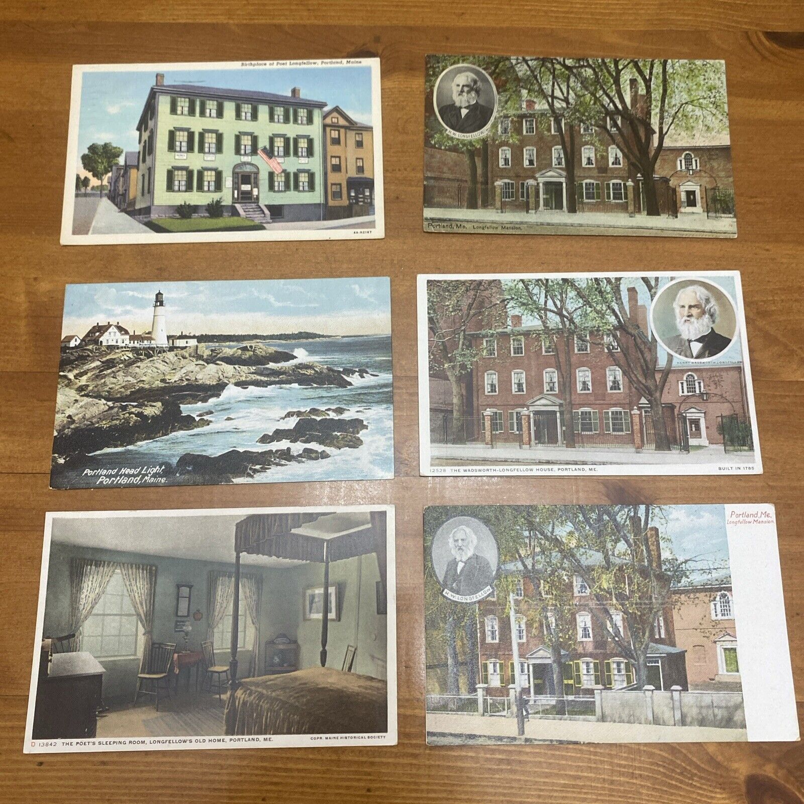 Portland, Maine Postcards-Longfellow Mansion-Portland Head Light