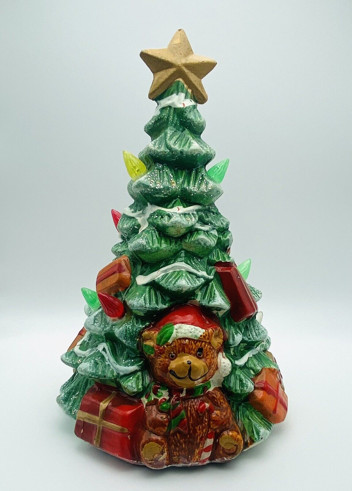 Vintage J.S.N.Y. Ceramic Christmas Tree Teddy Bear Presents 8