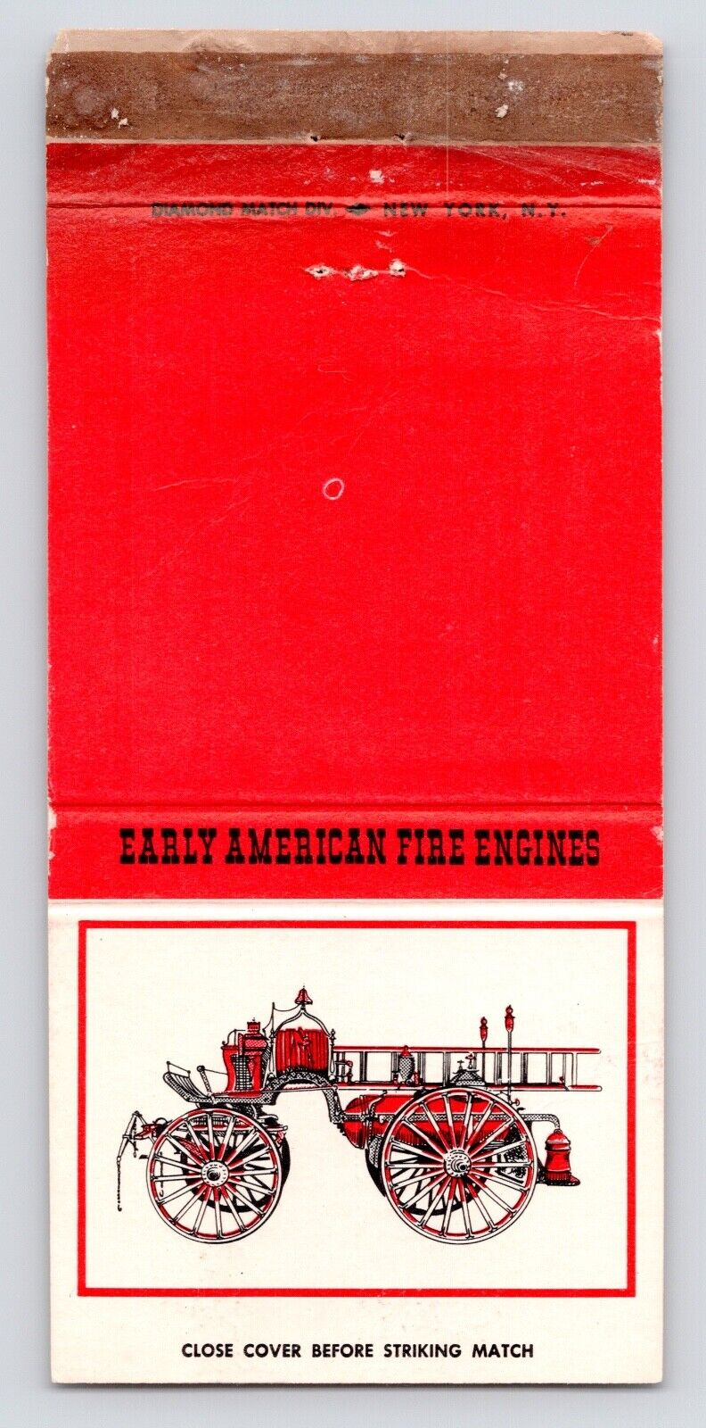 c1970s Early American Fire Engines Aerial Steam Wagon Vintage Matchbook Cover