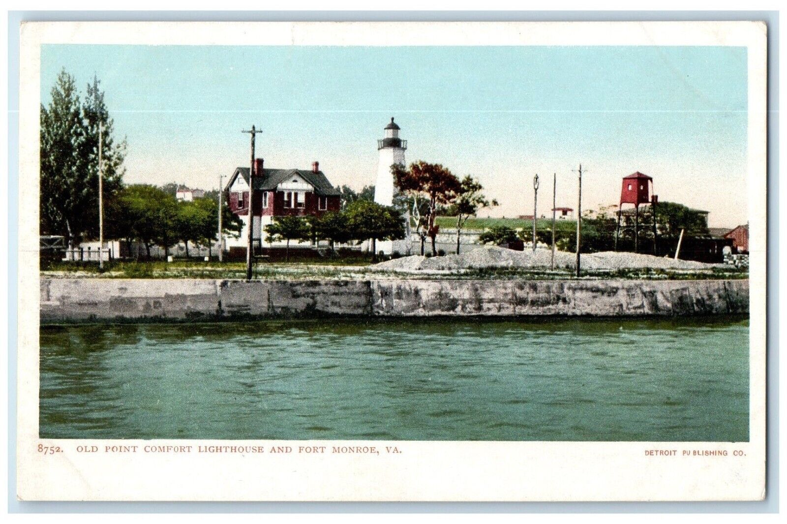 c1910 Old Point Comfort Lighthouse Fort Monroe Virginia Vintage Antique Postcard