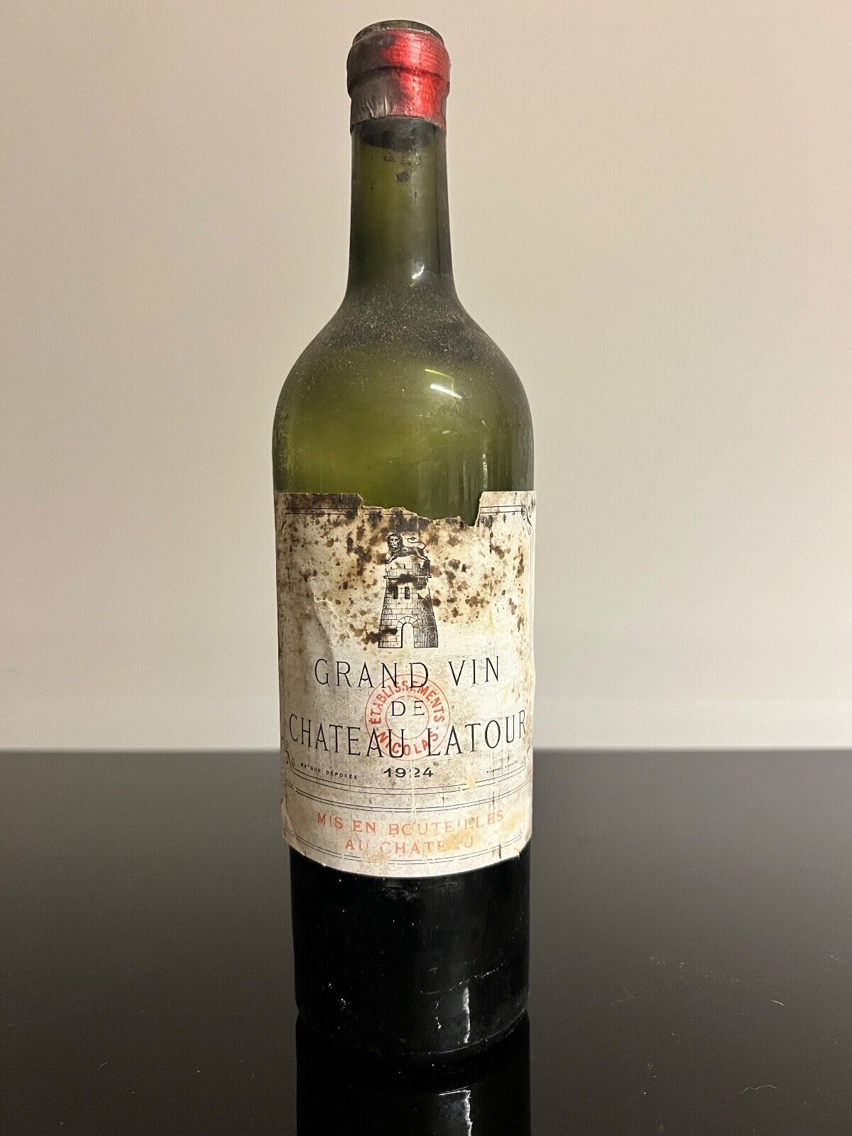 Rare Château Latour  1943 Empty Wine Bottle.