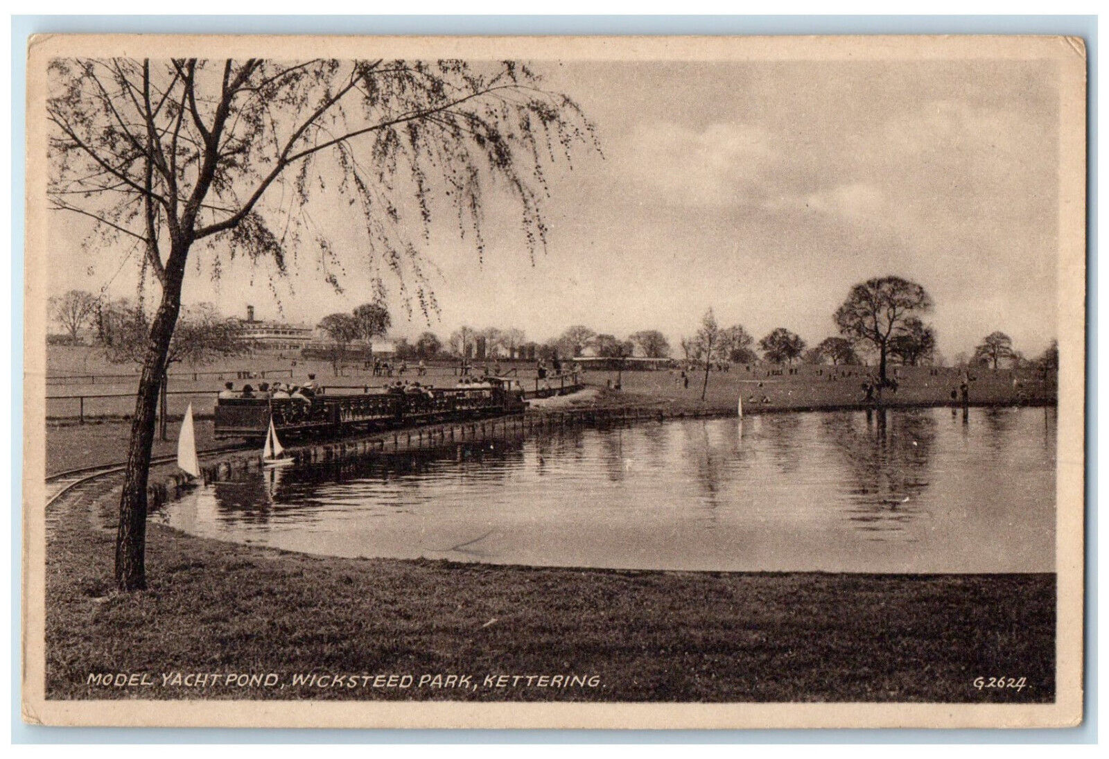 c1930\'s Yacht Pond Wicksteed Park Kettering Northamptonshire England Postcard