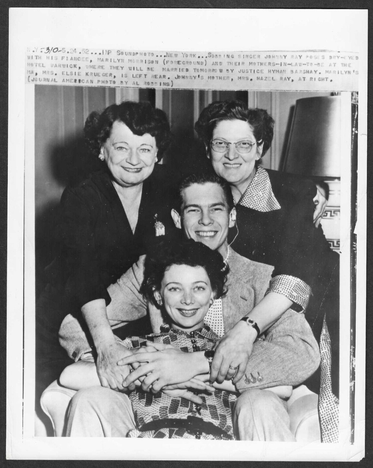 JOHNNY RAY + MARILYN MORRISON IN NEW YORK VINTAGE 1952 ORIGINAL PHOTO