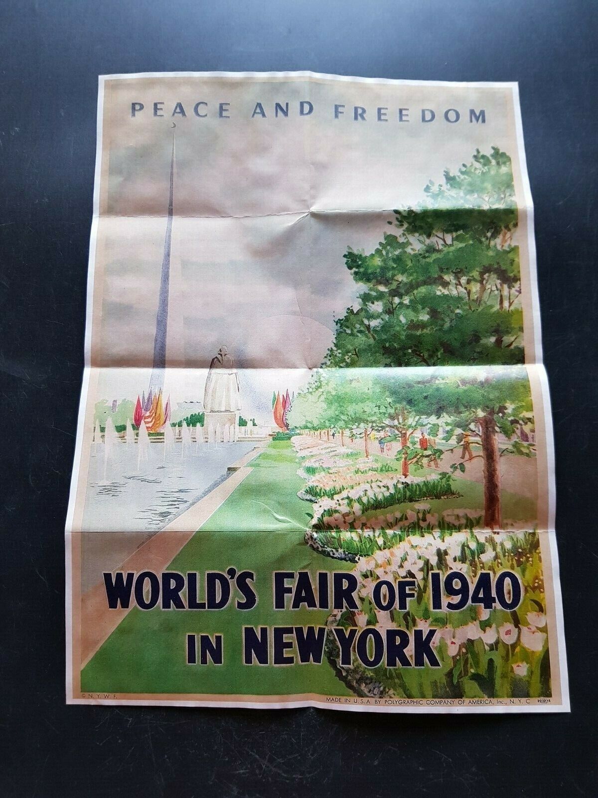 1944 WW2 USA AMERICA PEACE FREEDOM WORLD FAIR NEW YORK WAR PROPAGANDA POSTER 394