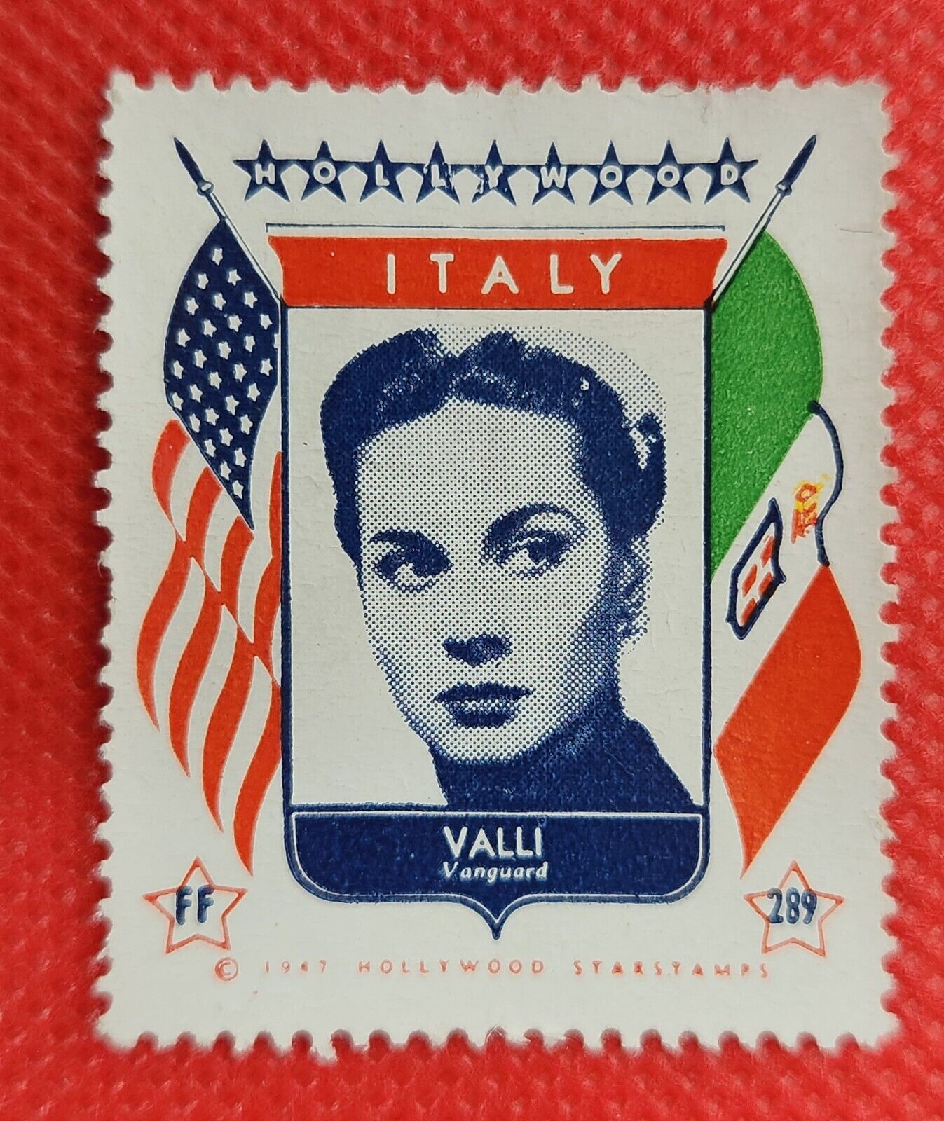 Valli Italy 1947 Hollywood Screen Movie Stars Stamp Trading Card