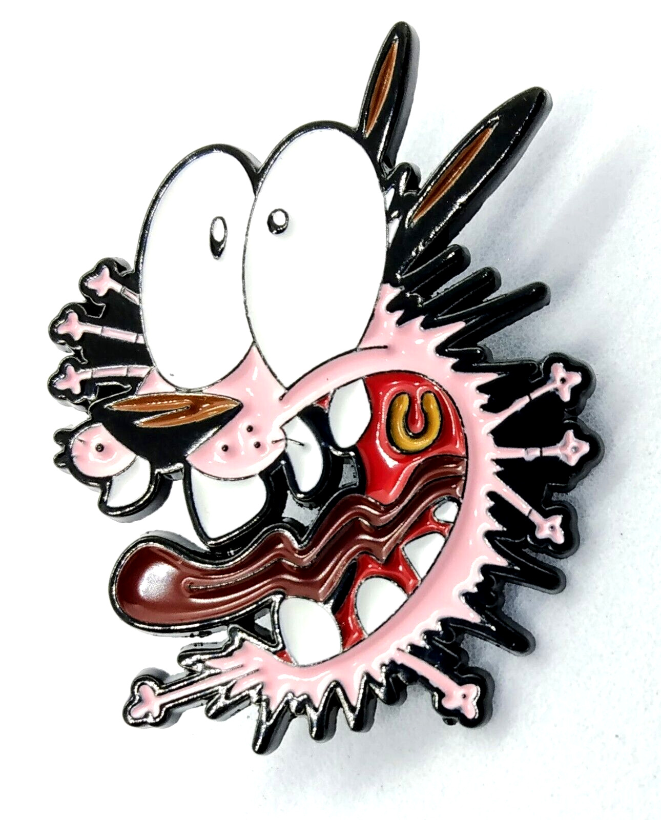 COURAGE THE COWARDLY DOG PIN Scared Funny Enamel Brooch 90s 1990s Cartoon Toon