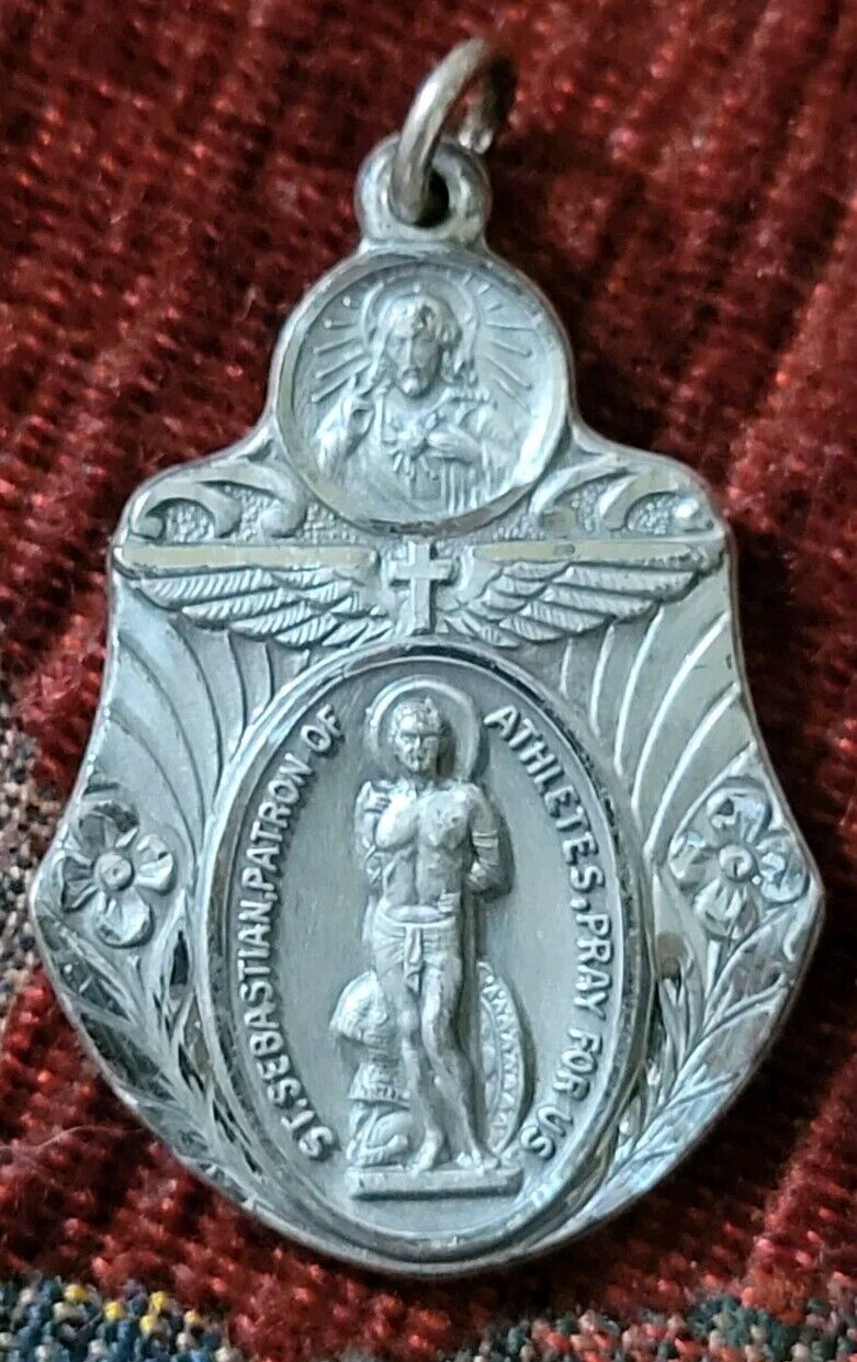 St. Sebastian Vintage & New Sterling Medal Catholic France Patron Of Athletes 