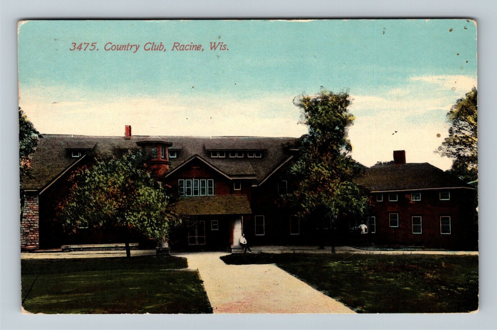 Racine WI-Wisconsin, Country Club, Clubhouse, Grounds, c1913 Vintage Postcard