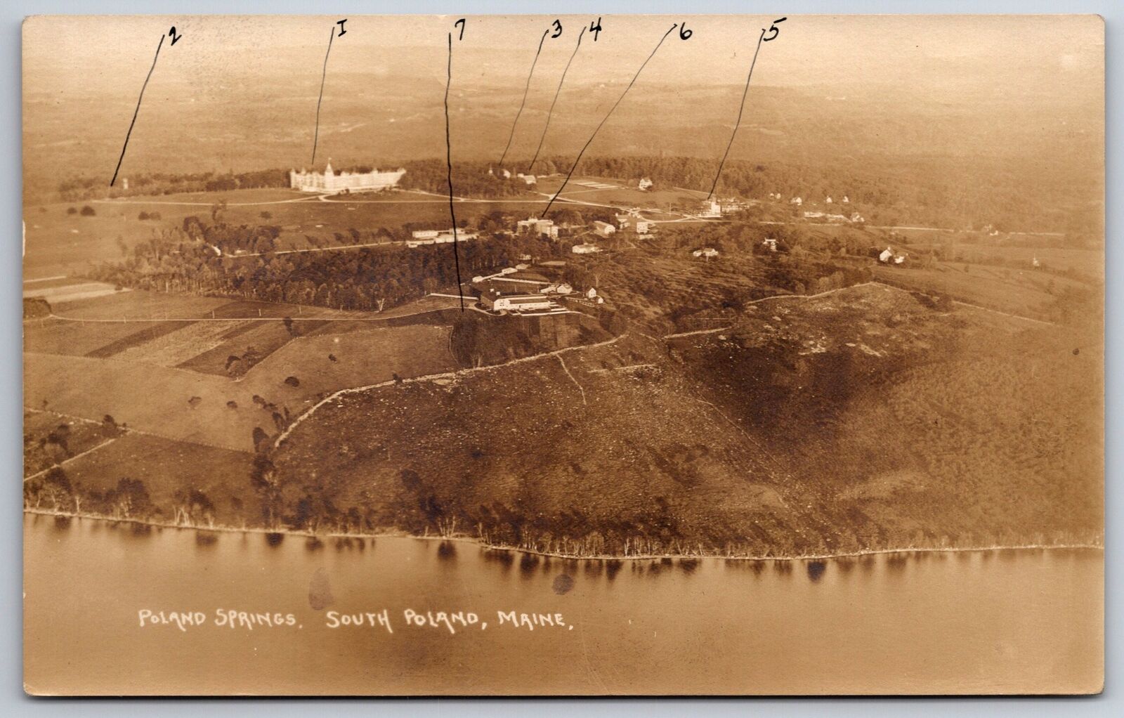South Poland~Bldgs Id'd~Poland Springs~Rickers Own About 6000 Acres~c1912 RPPC