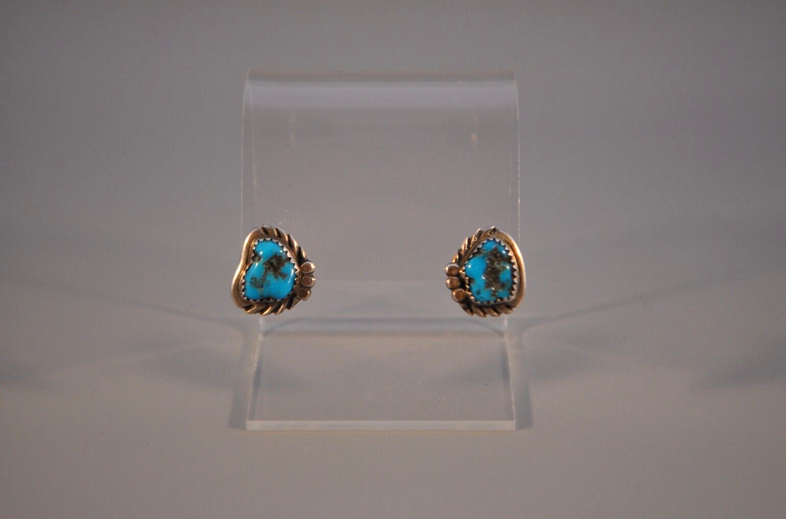 Old Pawn Navajo Sterling Silver Earrings - Turquoise