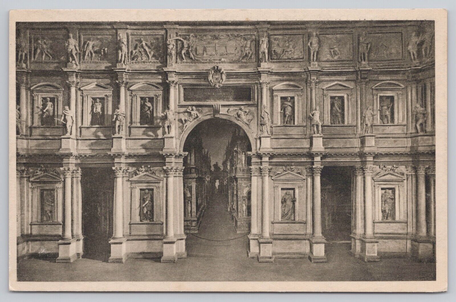 Vicenza Italy, Olympic Theater Main Stage Scene, Vintage Postcard