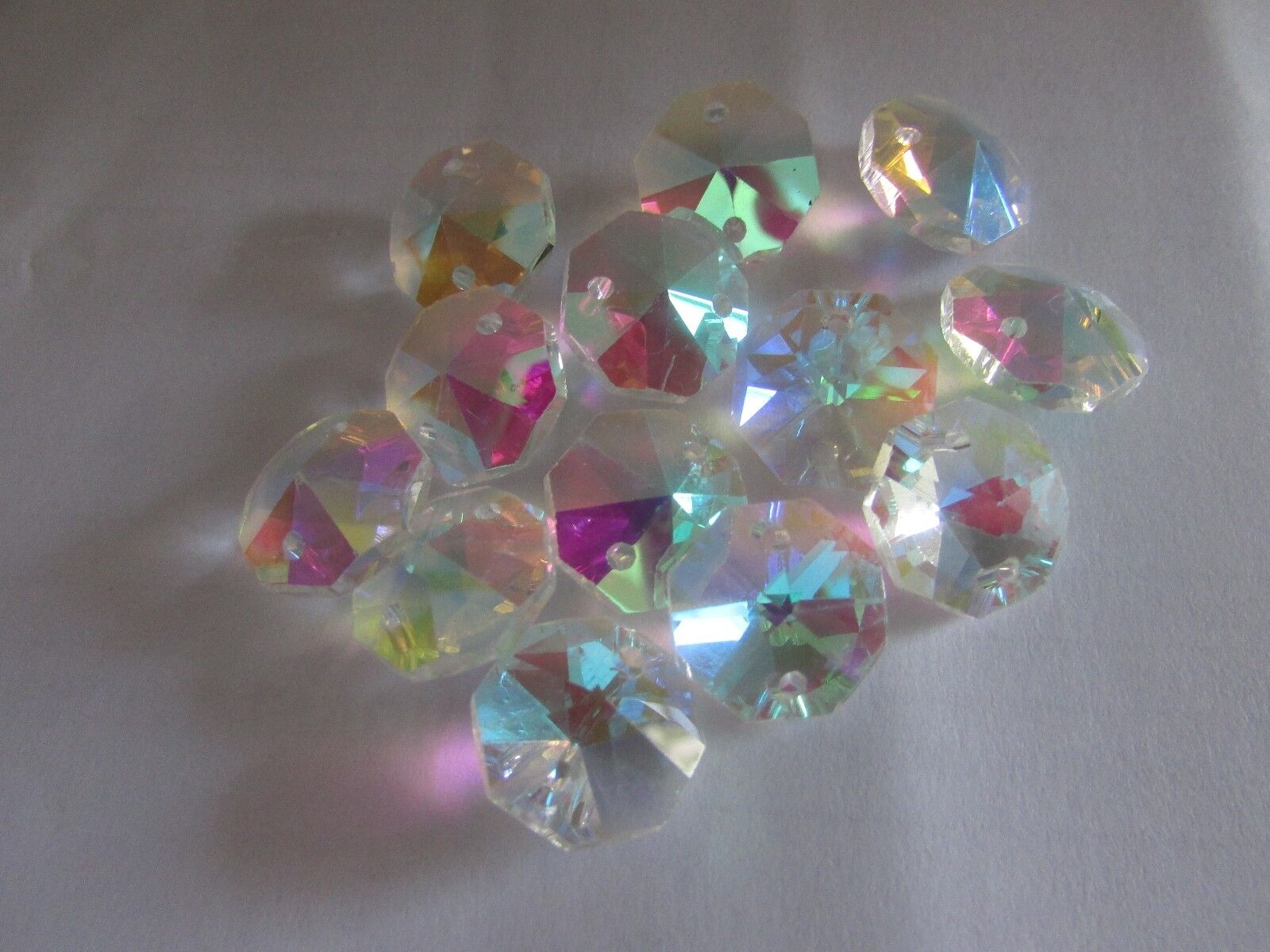 1000- 14 MM AB COLOR AAA 2 HOLE  OCTAGON CRYSTAL GLASS BEADS CHANDELIER
