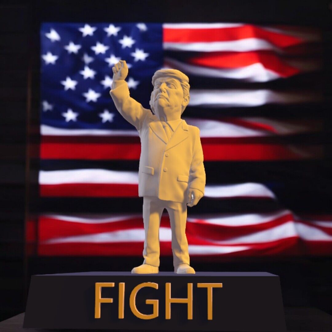 Donald Trump Fight Figurine Hand Painted 3d Printed