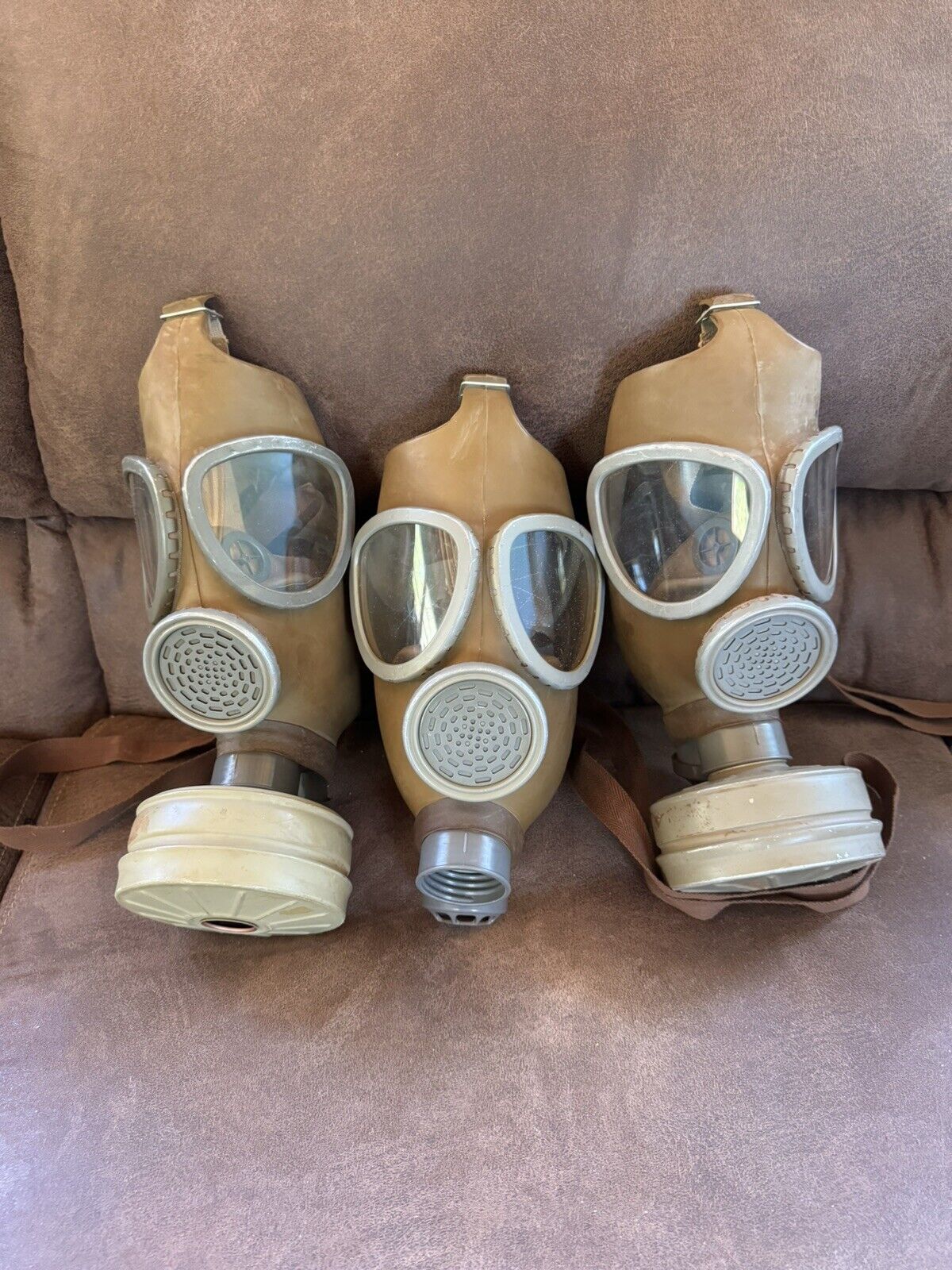 3 Pack Of Military Czech Gas Full Face Mask With Filters—military Surplus