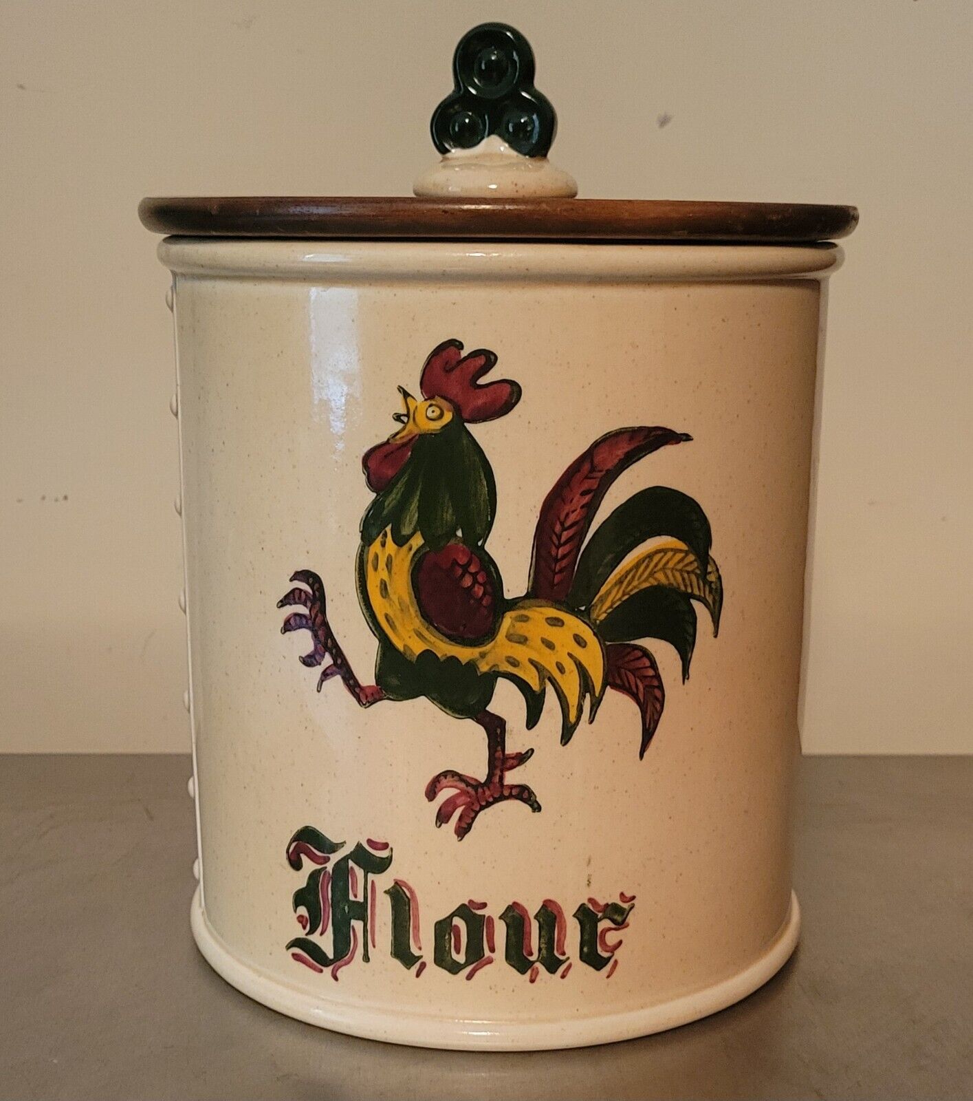 Metlox Poppytrail Red Rooster California Provincial  Flour Canister w/ Lid