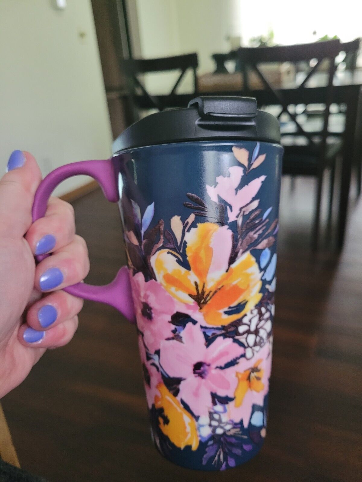 Cypress Home Ceramic Travel Mug Boho Floral Flip Top 17 oz