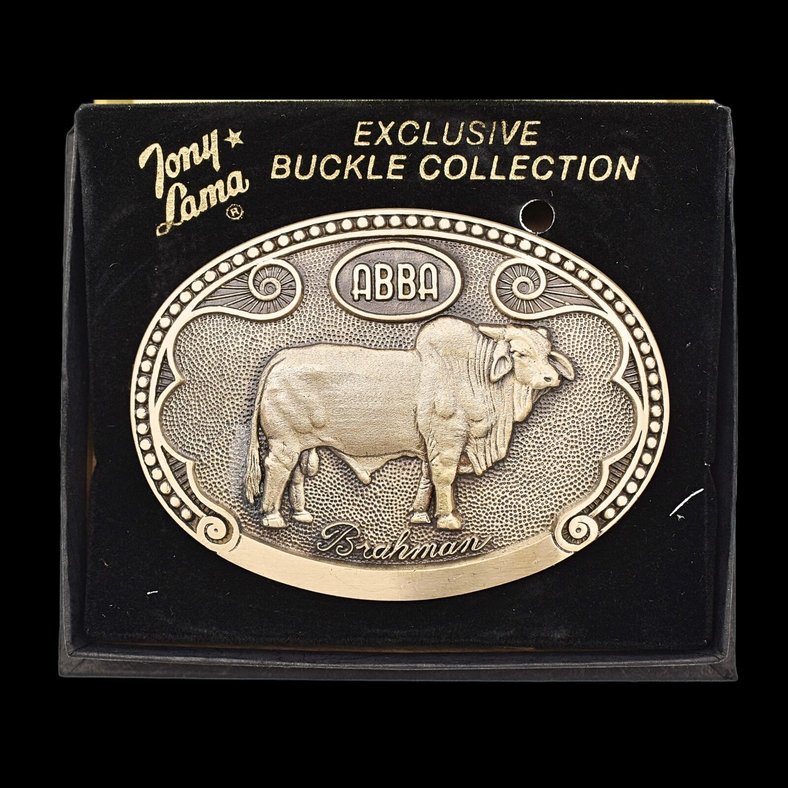 Brahman ABBA Cattle Breed Tony Lama Solid Brass Vintage Belt Buckle W/Box