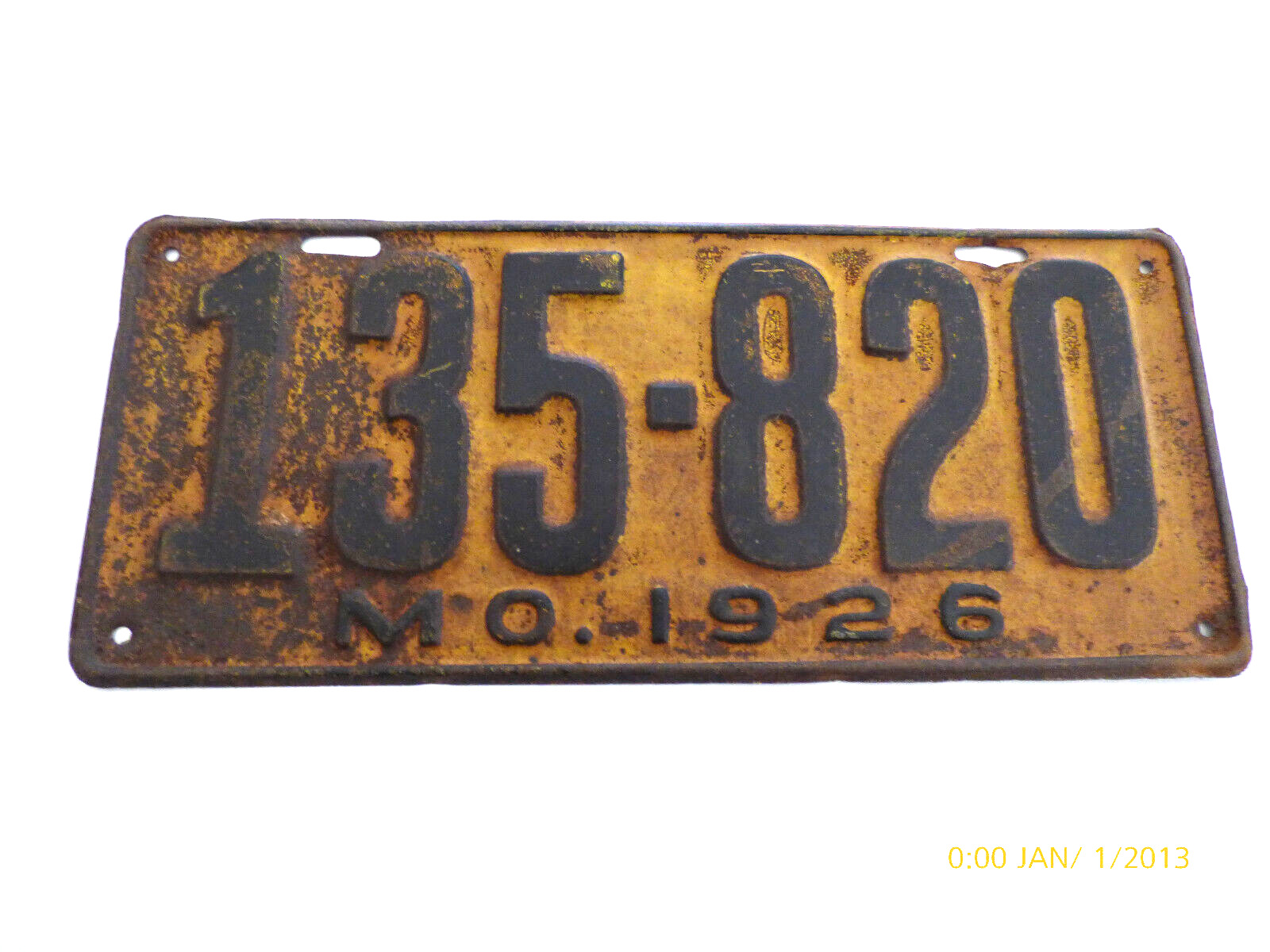 Vintage 1926 Missouri  Heavy Metal Long License Plate