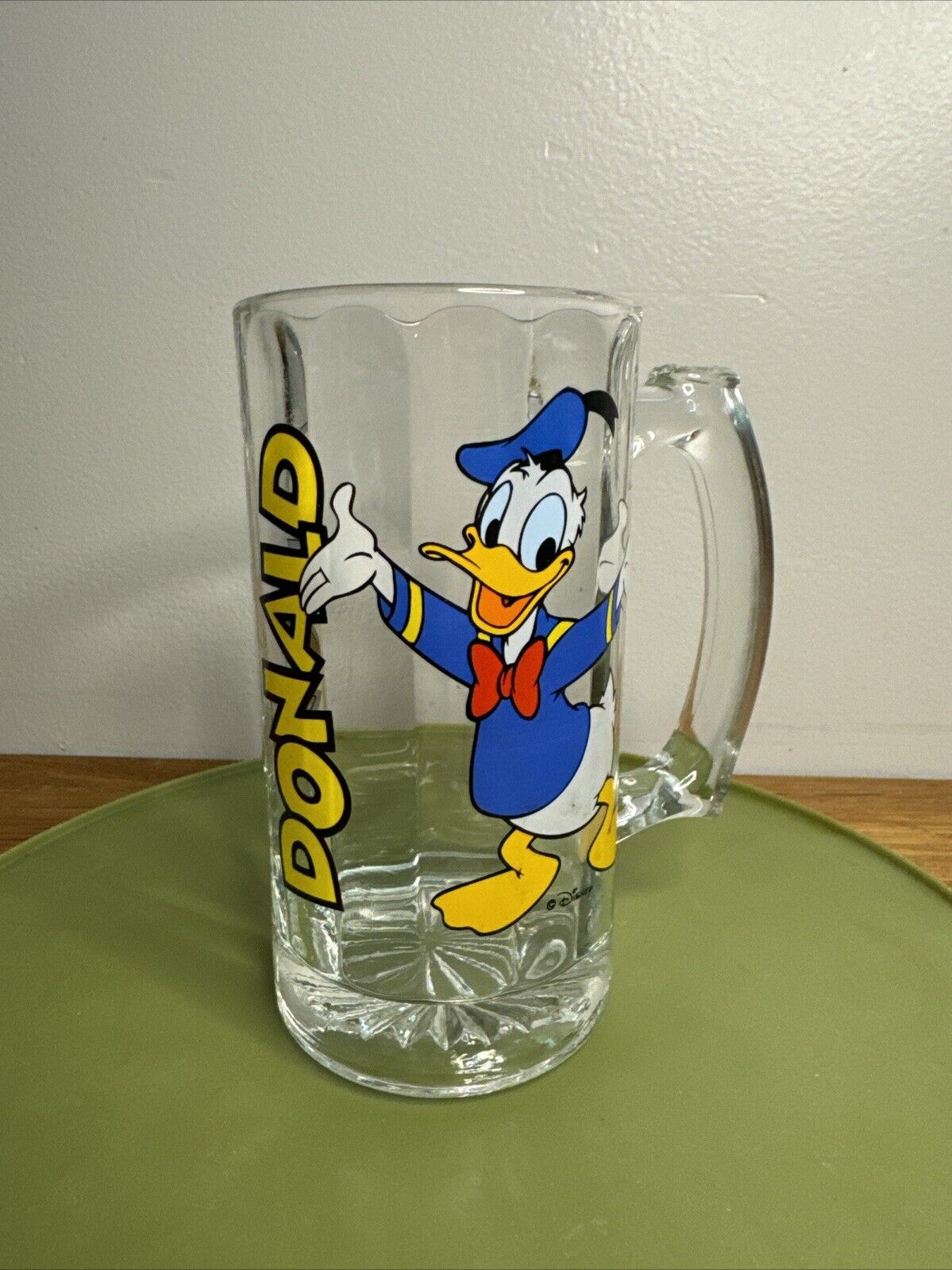 Vintage Disney Donald Duck 12 Ounce Glass Mug Stein Cup Disneyland