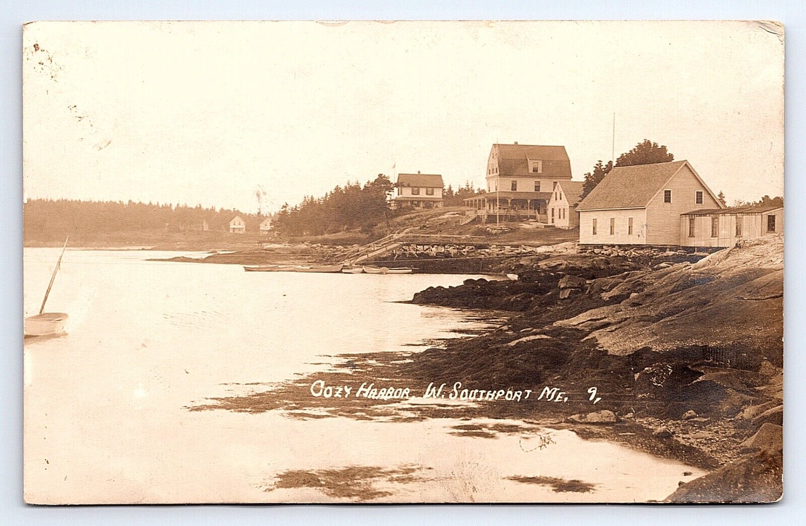 Postcard RPPC Cozy Harbor West Southport Maine c.1914