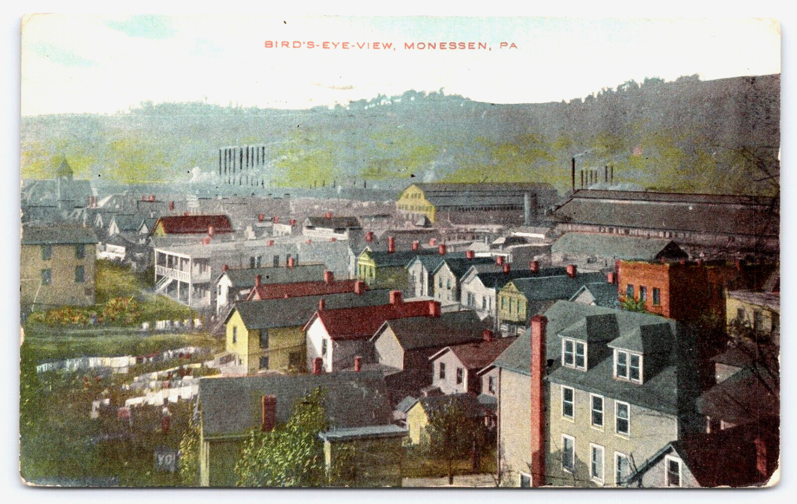 Postcard Monessen Pennsylvania Bird Eye View of Monessen Posted 1911