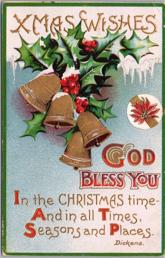 Vintage 1910s MERRY CHRISTMAS Embossed Postcard \