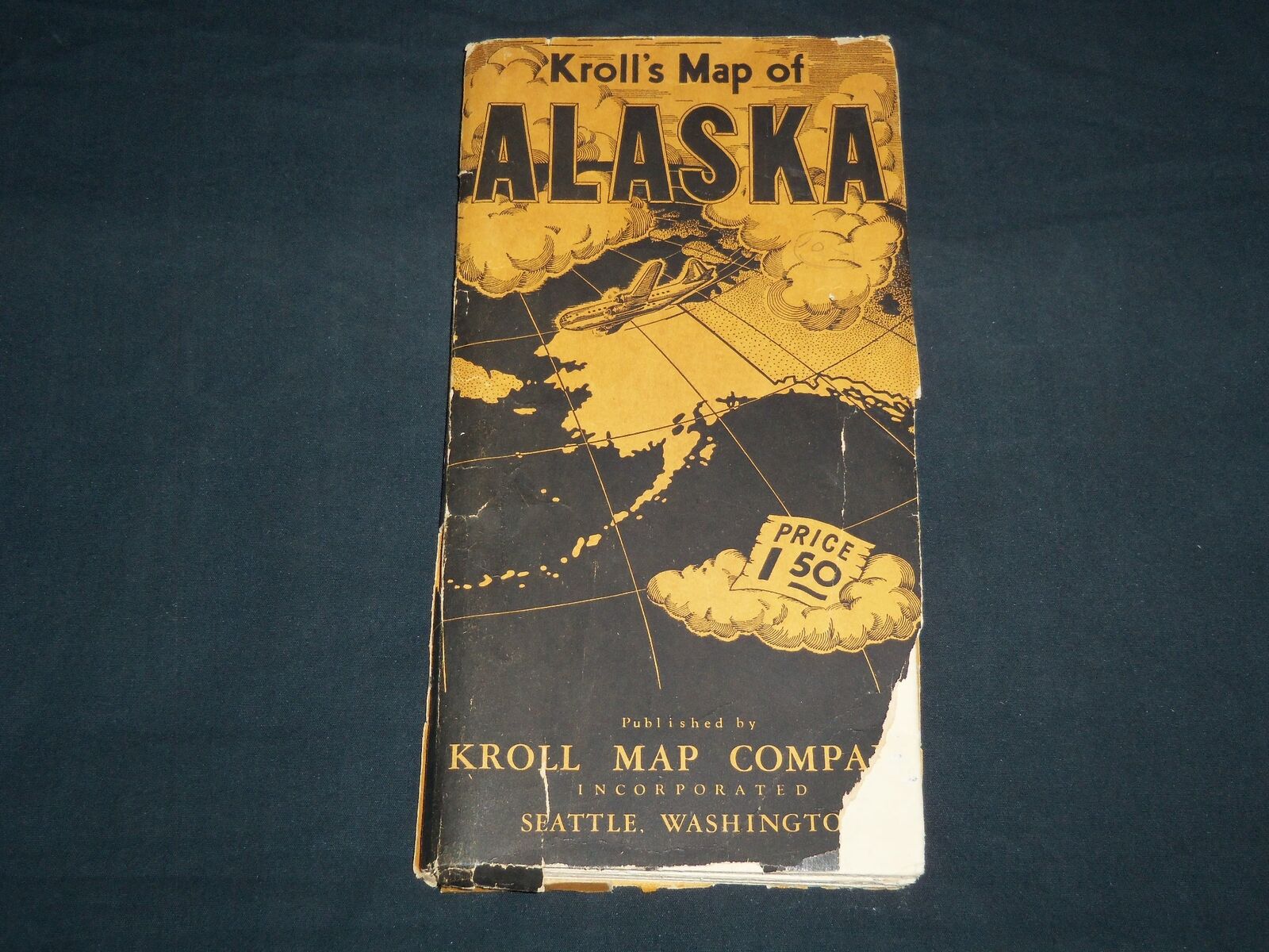 1950'S KROLL'S MAP OF ALASKA - FOLD-OUT - J 8555