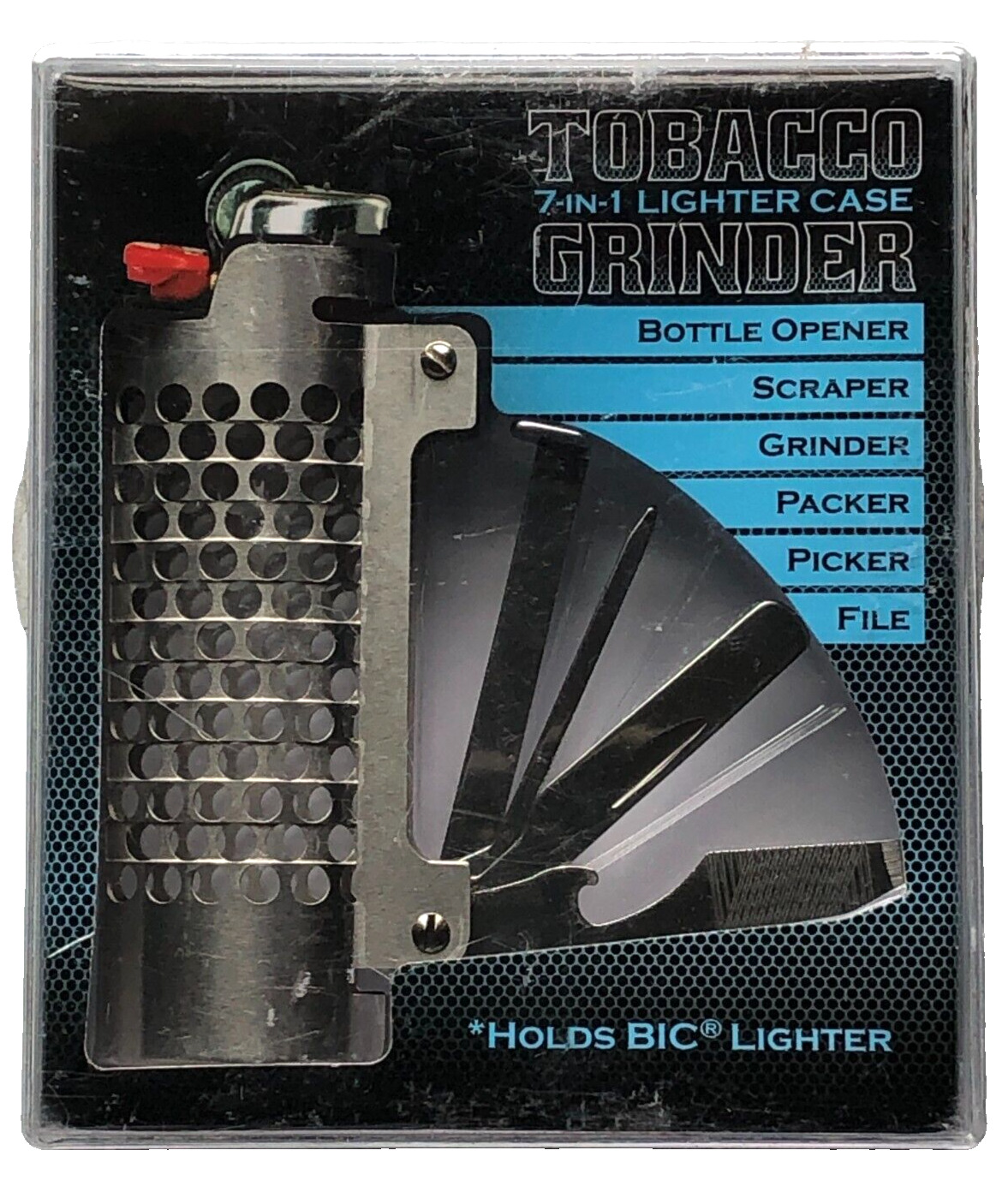 7 in 1 BIC LIGHTER CASE - Tobacco Grander - Packer - Bottle Opener - Scraper