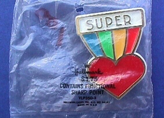 Hallmark PIN Valentines Vintage HEART Rainbow SUPER Holiday Brooch NEW* MIP