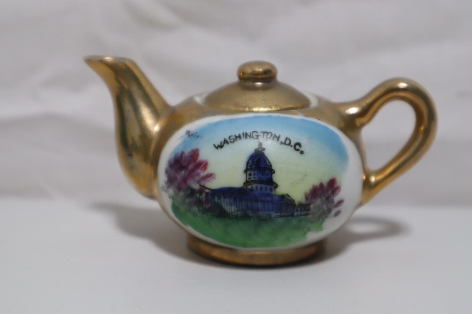 vintage miniature little china Teapot Washington D.C souvenir