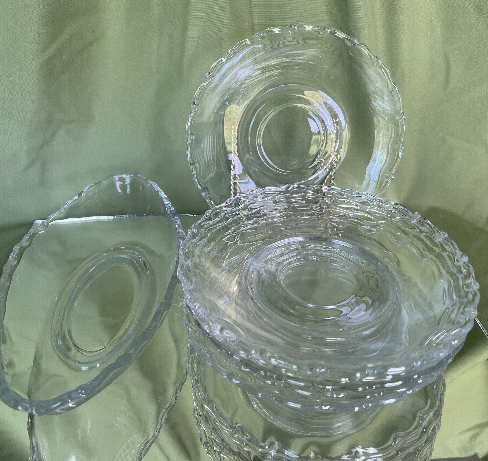Fostoria Century Elegant Glassware Saucers, Relish, Lot Of 7