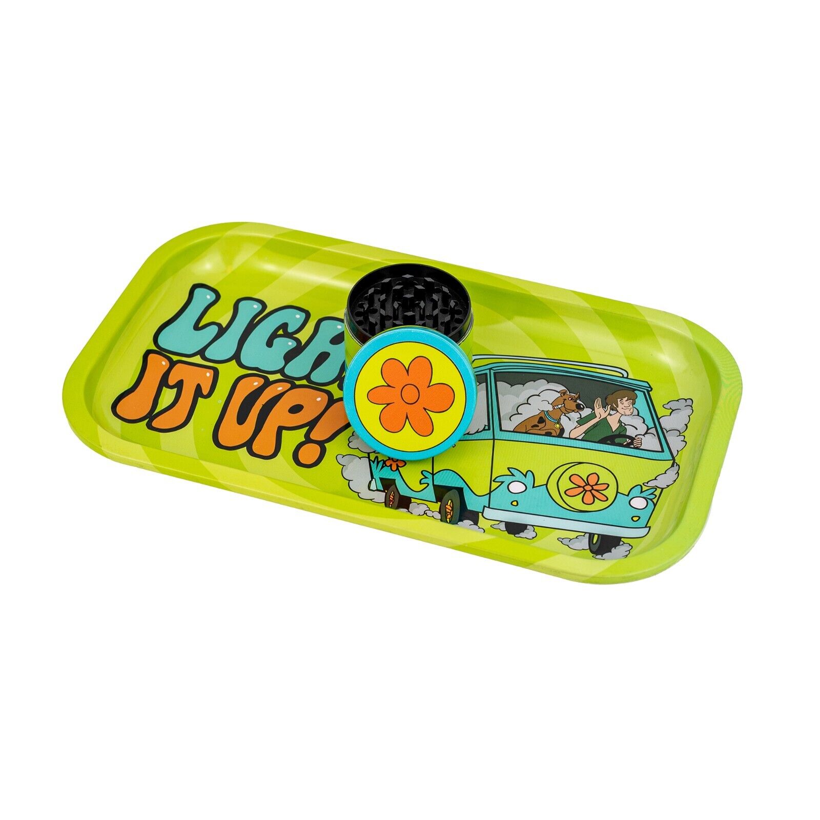 Rolling Tray Set | Shaggy & Scooby in Mystery Bus Tray with Matching Grinder - M