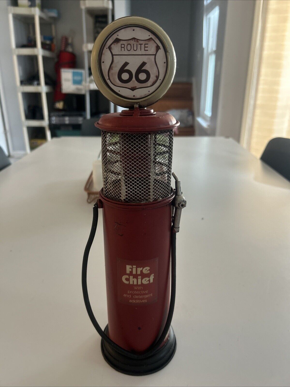 Red Fire Chief Gasoline Petrol Gas Fuel Pump Route 66